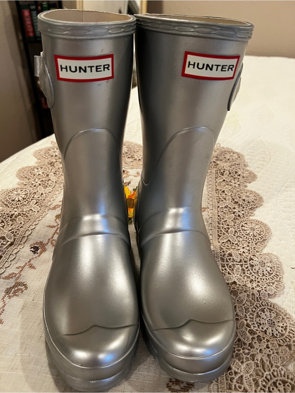Hunter Women’s Silver Metallic Rain Boots